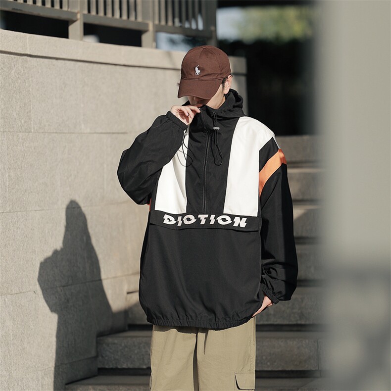 city boy街拍大口袋工装机能套头笑脸连帽夹克卫衣XWY221-P65控88图片