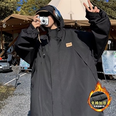 2023美式机能冲锋衣男痞帅户外防水连帽夹克衫加棉JW14P80，男装夹克，星座1116-2