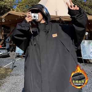 2023美式机能冲锋衣男痞帅户外防水连帽夹克衫加棉  JW14 P80图片