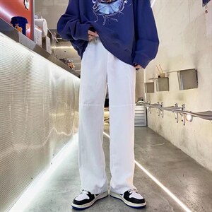灯芯绒直筒阔腿裤子男春秋季拼接大码裤子A394P35,男装休闲裤,星座1116-2
