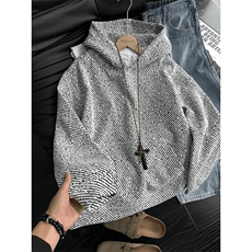 WY845-P40原版现货！雪尼尔斜条纹连帽卫衣男帽衫美式外套，女装短外套，星座215-1