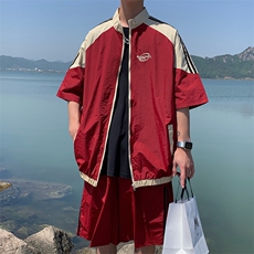 高街oversize小众情侣装美式复古街头运动套装男女同款W7422-P54，男装夹克，星座512-3