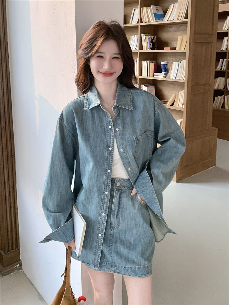 2026春夏复古牛仔休闲套装配腰带P205-K305,女装套装/套裙,网红馆