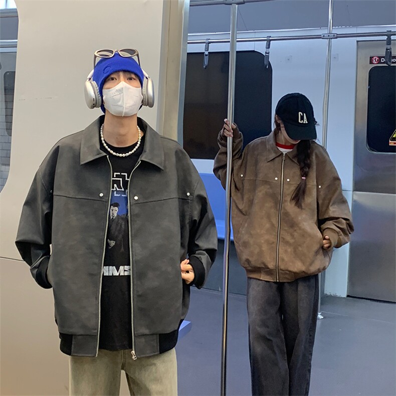 特P78二开无差价新款百搭春秋皮衣夹克外套-HJ5999港风,男装皮衣,电商A003