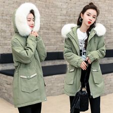 2020冬季新款时尚刺绣棉衣外套保暖显瘦长款羽绒服女，女装棉衣/棉服，涵亦佰惠