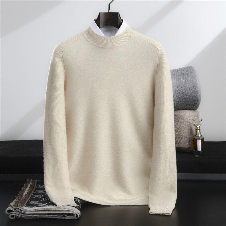 2025时尚百搭圆领长袖羊毛衫男士，男装羊毛衫，忠诺羊绒