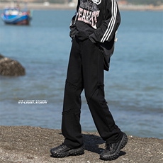 美式vibe风裤子潮in高街男女牛仔裤男款毛边直筒微喇裤60779-p45，男装牛仔裤，星座1008