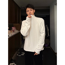 网图秋冬半拉链德绒半高领打底衫纯色保暖长袖T恤男士卫衣P25，男装T恤，电商C306-1
