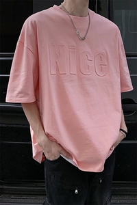 1港风钢印字母设计T恤男休闲潮大码短袖T恤男DT77796特P28控49图片