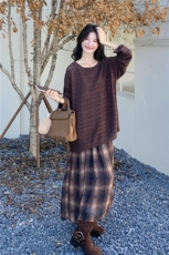 美拉德穿搭时尚套装女高级感2025秋季新款吊带连衣裙针织衫两件套，女装套装/套裙，2D014