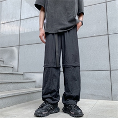 两穿休闲裤男韩版潮流紫色个性帅气2024秋夏防水ins长裤K4363-P43，男装休闲裤，星座412-3