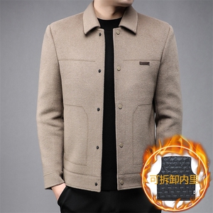 B82315鹅绒内胆可脱卸男士毛呢外套羽绒服商务精品图片