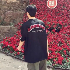 万针全刺绣工艺抖音得物高品质260克重磅纯棉双纱美式高街短袖T恤，男装T恤，电商A486-1