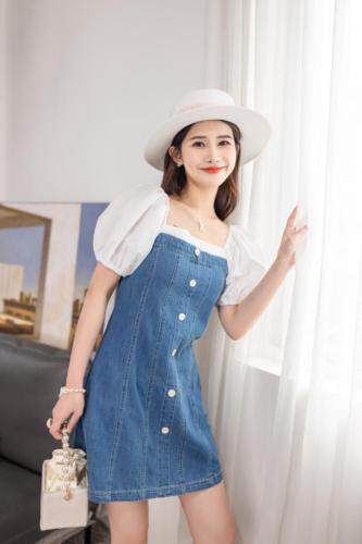 夏季新款拼接连衣裙，女装连衣裙，甜野