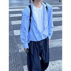 C316CS2521P68拼接撞色长袖衬衫假两件衬衣时尚百搭蓝色潮，男装衬衫，电商C316