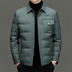 DF8001钱塘2020-2冬季百搭简约翻领厚款中年男士羽绒服P215，男装羽绒服，钱塘207-2