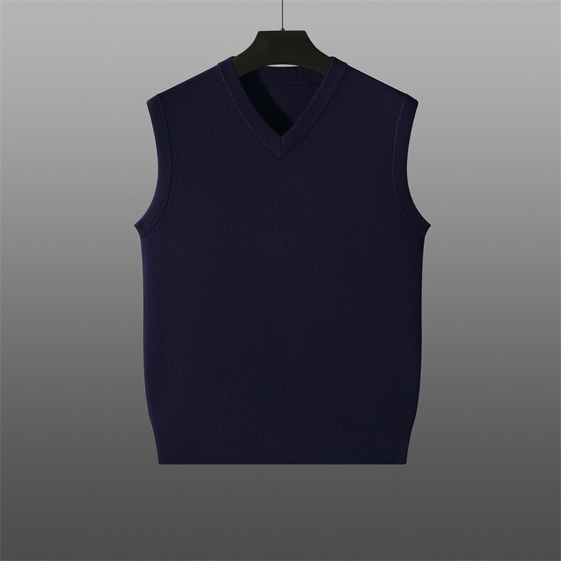 时尚潮流男士V领无袖马甲秋季新品修身百搭针织背心舒适透气品质，男装背心/马甲，旭友羊绒