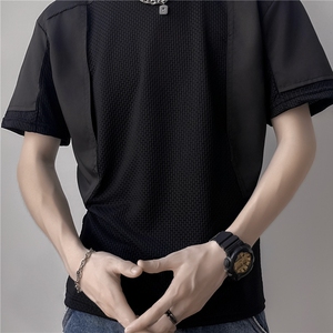 夏季新款男士薄款户外运动打底透气潮流弹力半袖T恤薄款T03-2/P40图片