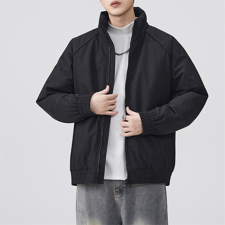 现货美式高街休闲夹克冬季三防立领纯色户外工装加厚棉服外套图片