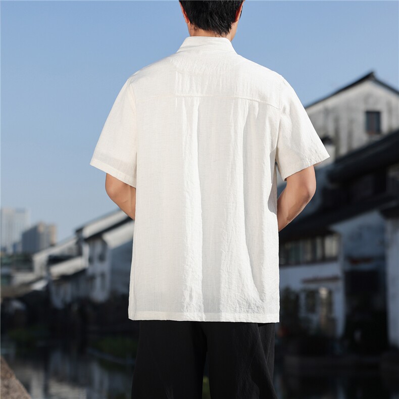 2026夏季新款风盘扣纯色休闲T恤宽松大码CS2603,男装T恤,电商A008