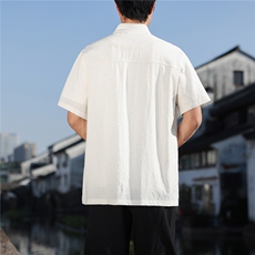 2026夏季新款风盘扣纯色休闲T恤宽松大码CS2603，男装T恤，电商A008