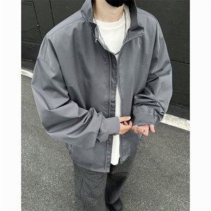 直播春秋飞行立领休闲纯色复古百搭外套美式教练夹克6188-P43图片