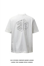 重磅洗水做旧设计感贴布拼接宽松情侣短袖T恤1015-T612-P79，男装T恤，四季星座1015