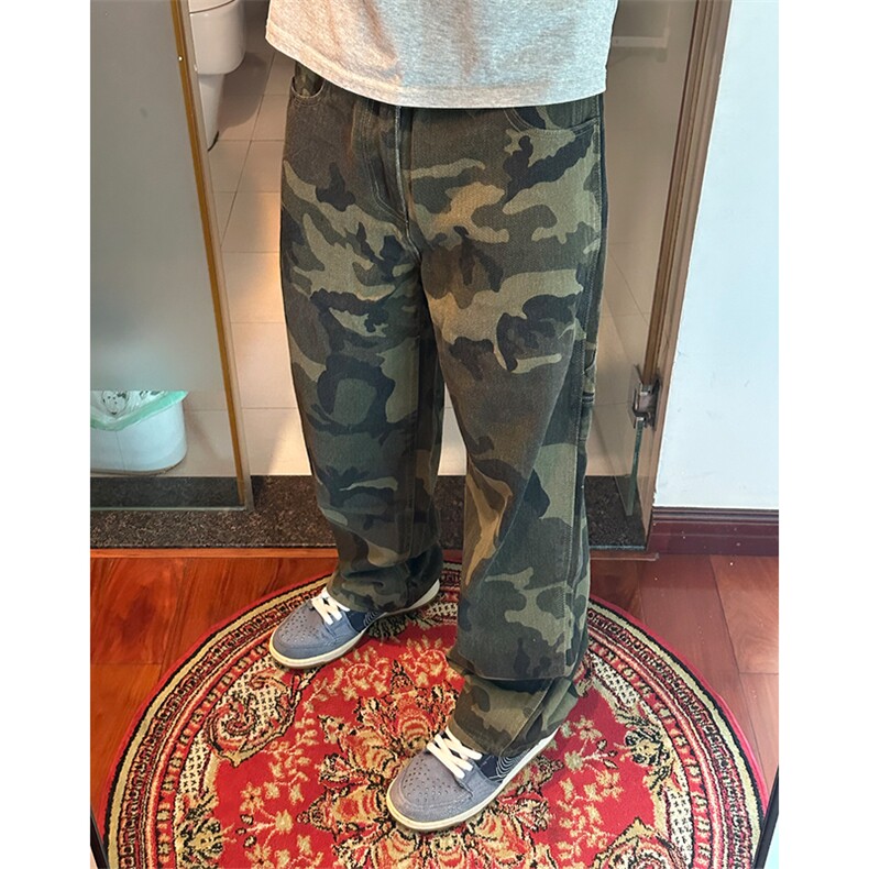 高品质纯棉美式复古迷彩弯刀男女款工装长裤LY6005-P68,男装工装外套,星座610A-1