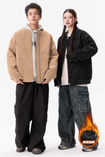 冬季男士棉衣麂皮绒夹棉飞行夹克加厚棒球领外套，男装夹克，星座1206-1（原A206-1）