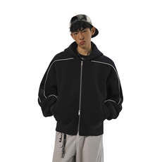 2026春季新款连帽拼接机车风纯色卫衣G19-P75控138，男装工装外套，电商A072
