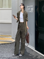 2025秋装新款舒适简约休闲百搭工装裤，女装休闲裤，深水步