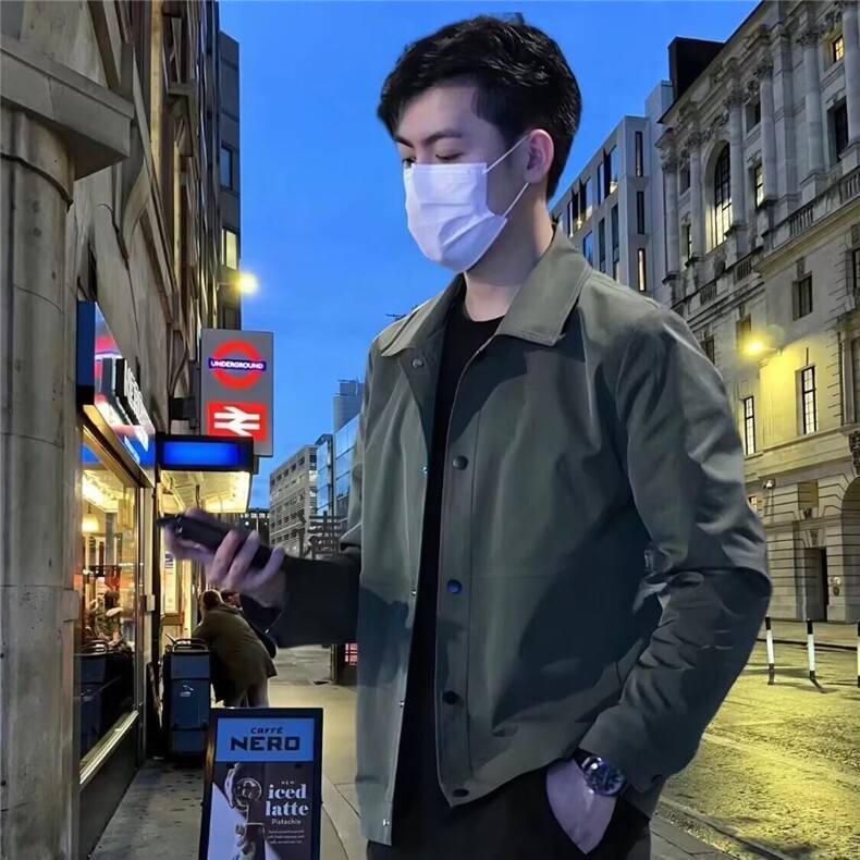2025秋季新款男士夹克潮流韩版修身帅气时尚百搭休闲纯色翻领上衣,男装夹克,星座506A