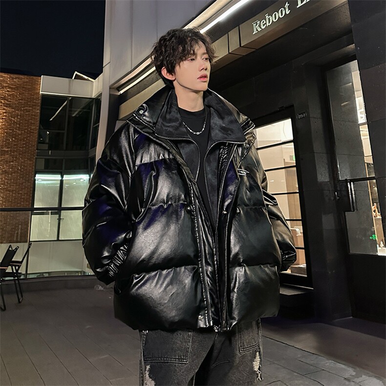 405A美式高街个性金属设计假两件pu皮棉服MY24925-P155控188,男装棉衣,星座405A