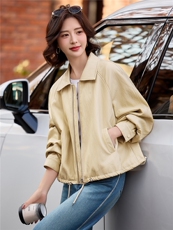 【春季女装新款】大量现货时尚休闲宽松金属丝短款皮衣外套，女装皮衣，魅衣本色