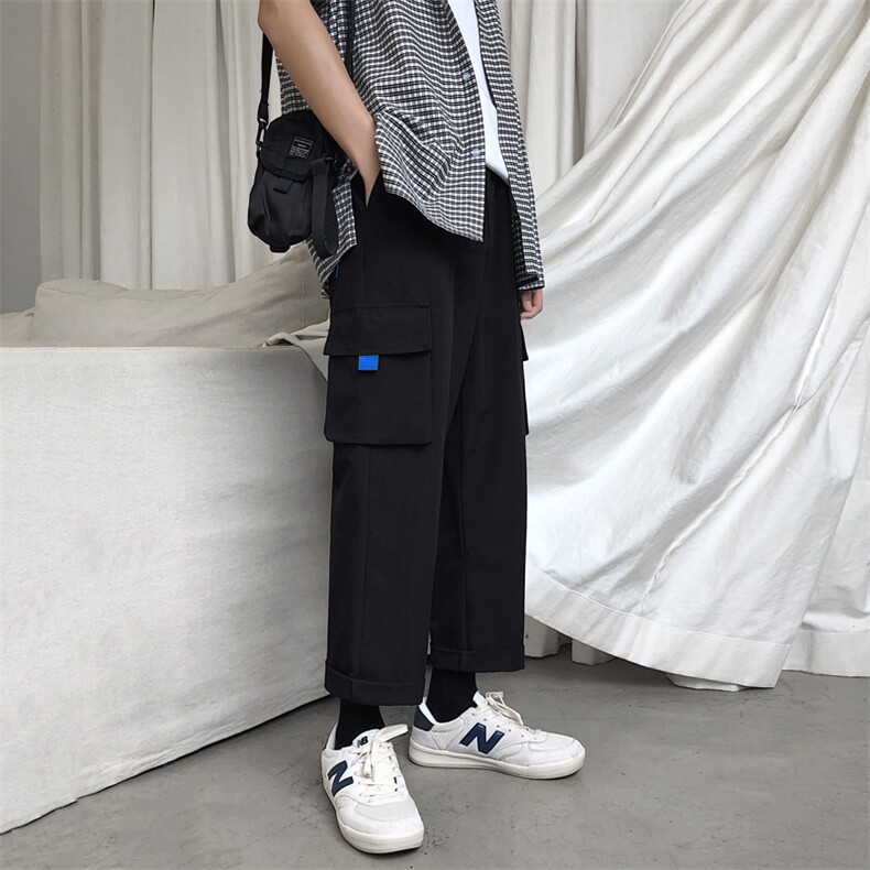 加绒潮流宽松2021港风九分裤男运动休闲工装裤5106-P30加绒批35,男装休闲裤,星座718-1