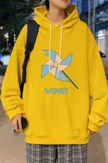 WY2112-P35加绒款-P40纯棉连帽卫衣男大码运动帽衫宽松薄外套男，男装卫衣，电商A040