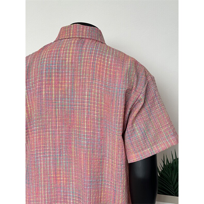 短袖衬衣男夏季新品港风宽松大码青年格子衬衫假模CS282-P35,男装T恤,星座301C-5