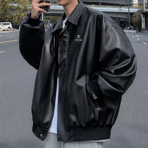 高级感PU皮衣夹克痞帅机车美式韩版美拉德风外套Y1011-P69网络图图片