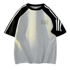 花灰色拼黑袖