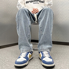 2024黑灰色牛仔裤男潮牌高街直筒宽松休闲长裤子1801特P40，男装牛仔裤，电商A178