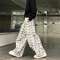 902-103-P45肌理感格纹休闲裤男2025卫裤搭配卫衣夹克牛仔裤子，男装休闲裤，星座902A