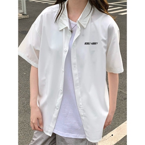 抖音得物高品质 夏季冰丝休闲衬衫 美式垂感宽松衬衫短袖ADT2102图片