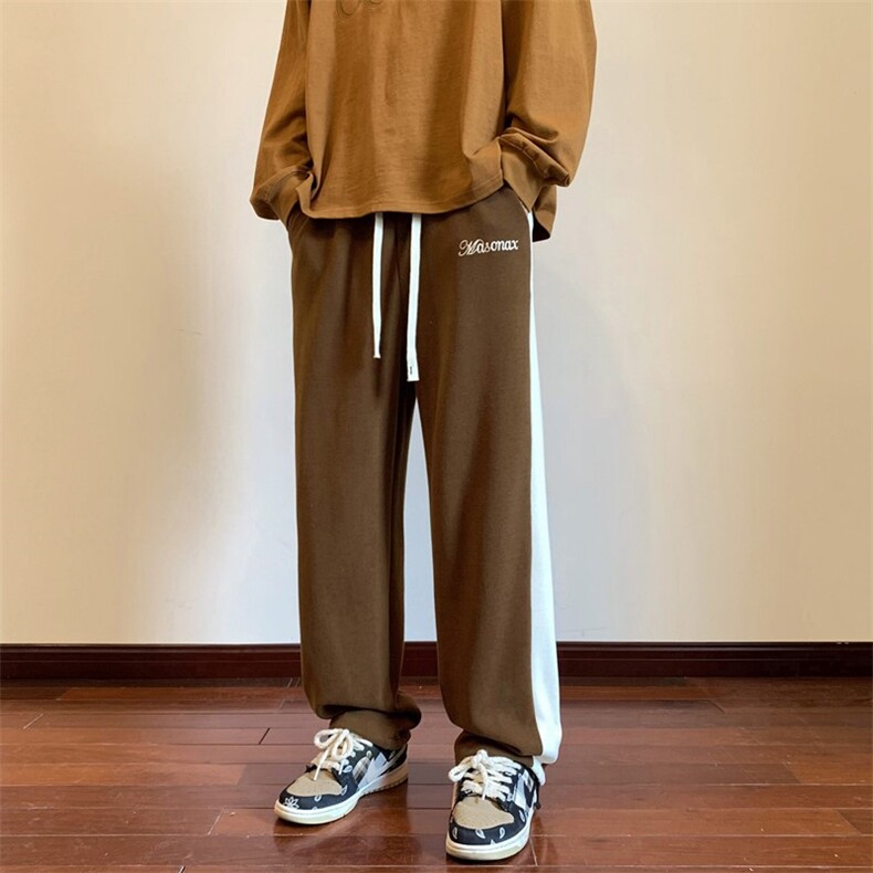 2026秋季美式字母刺绣拼接休闲裤长裤 XZ604-KP83-P55控68图片