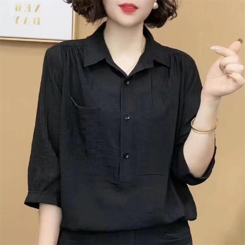 2025简约百搭冰感天丝麻中袖女,女装T恤,思沃羊绒