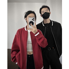 重磅420克boxy短款立领开衫棒球服液态棉爽滑外套男D9899-P68，女装短外套，星座610B-1
