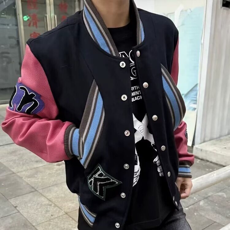 美式复古刺绣字母棒球服外套男春秋款宽松设计感夹克上衣J228,男装夹克,星座1116A（原606A-3）