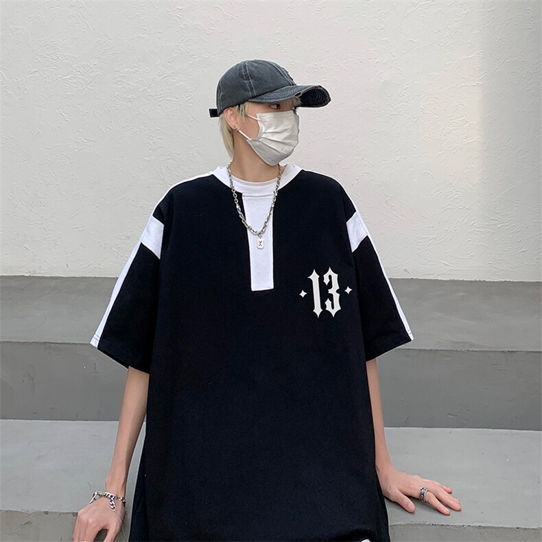 B239-1266-P38夏季圆领数字印花重磅短袖T恤男撞色体恤上衣半袖,男装T恤,星座514-2(原B239)