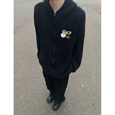 连帽毛衣男秋季慵懒风开衫上衣针织拉链外套男潮MZ37，男装针织衫/毛衣，星座1116A（原606A-3）
