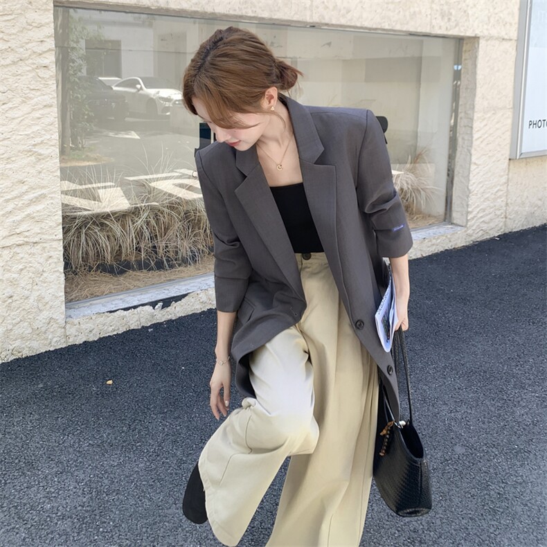 210-3283-P145-k208韩版灰色休闲西装2025年秋季,女装西装,韩蜜菓