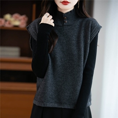 纯羊毛针织马甲背心女外穿宽松无袖毛衣2025秋冬新款坎肩叠穿上衣，女装马甲，绒汀羊绒